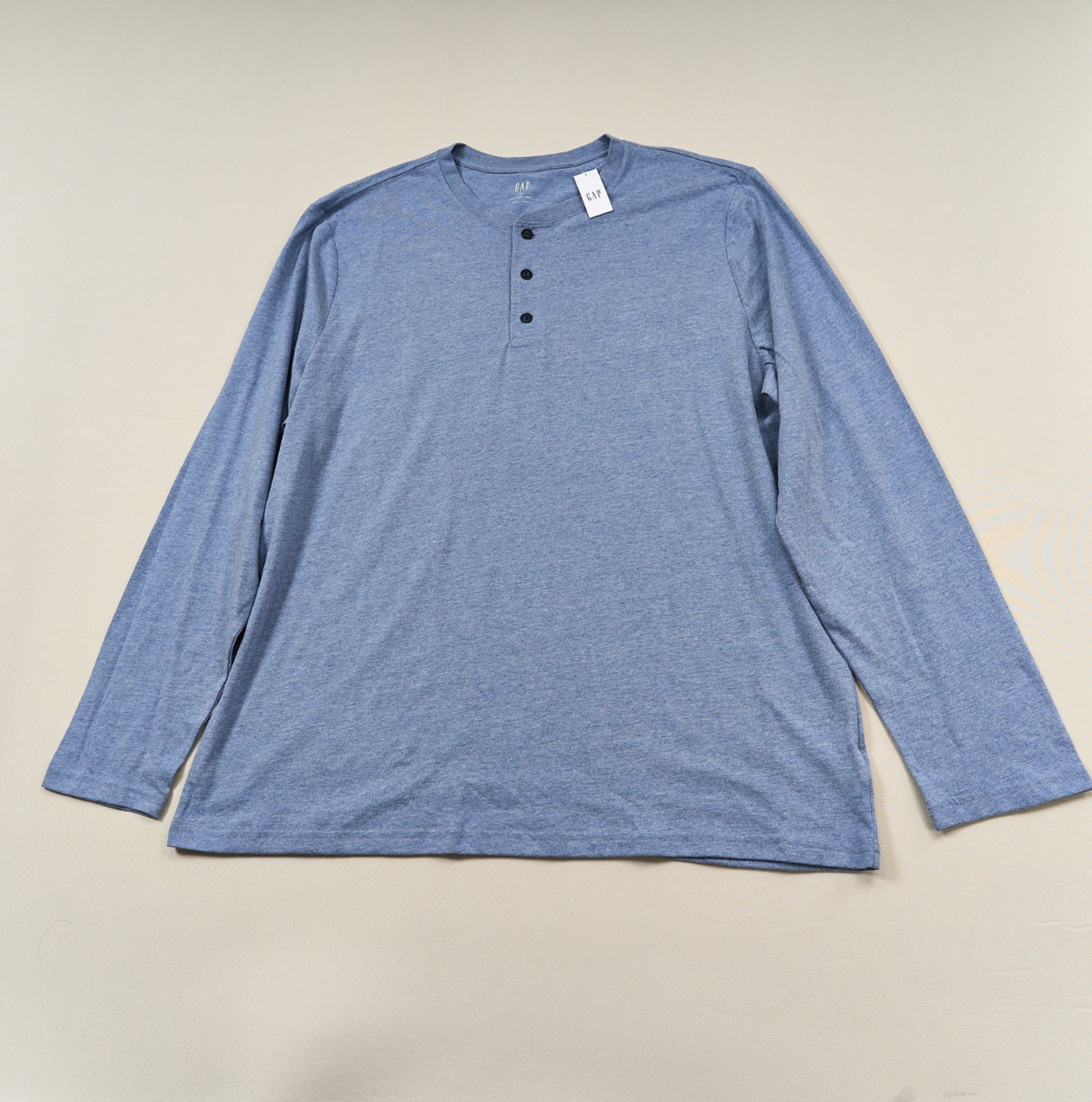 Gap Long Sleeve Henley Shirt Mens XXL Blue Everyday Soft Cotton Poly Blend NEW