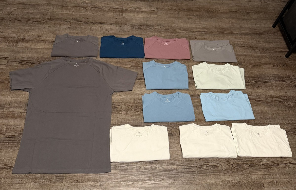 Lot of 12 Tailored Athlete Athletic Fit T-Shirts – White, Blue, Gray – New XL
