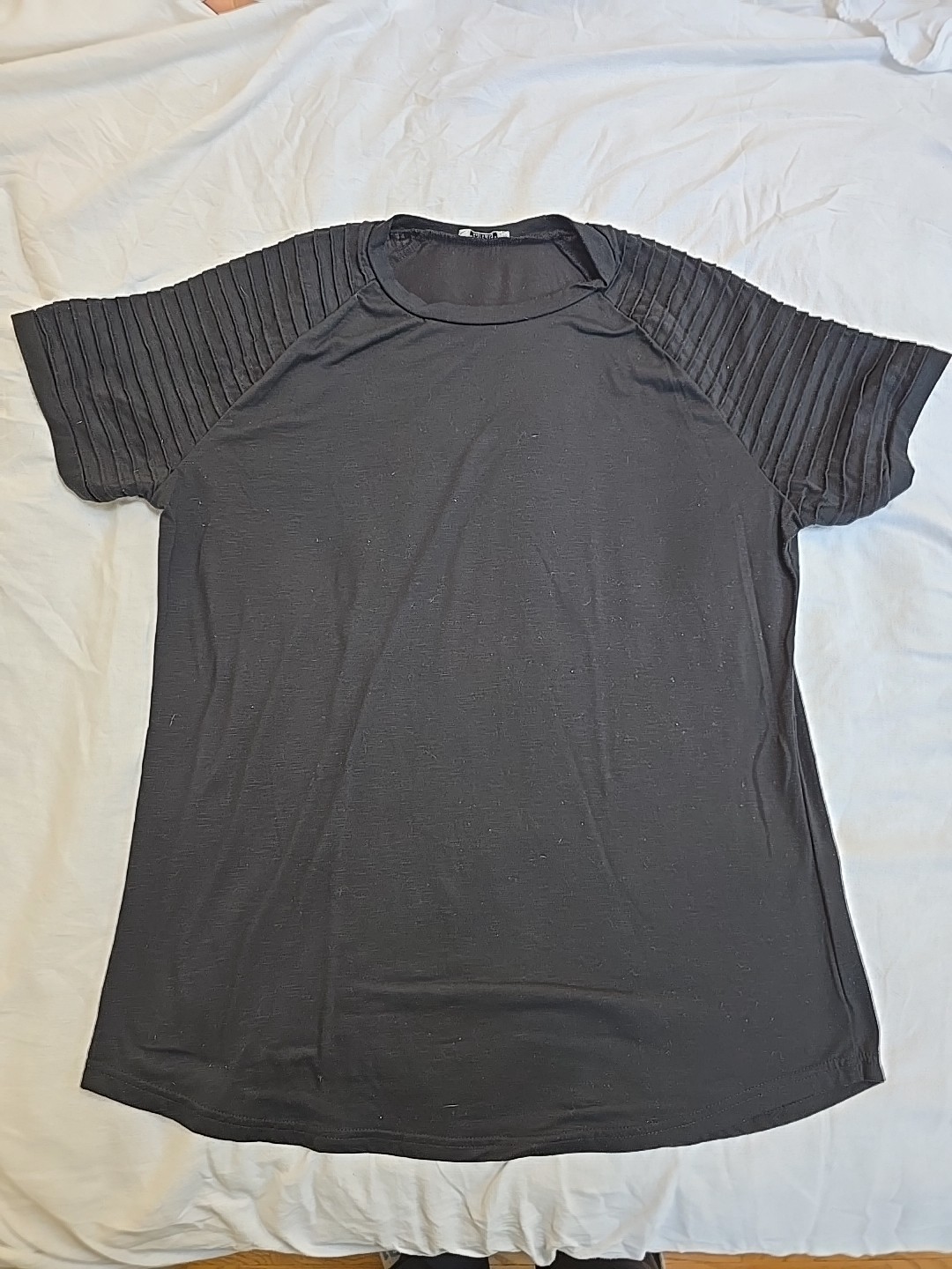 Coofandy Men’s Ribbed Shoulder Short Sleeve T-Shirt Black Size XL