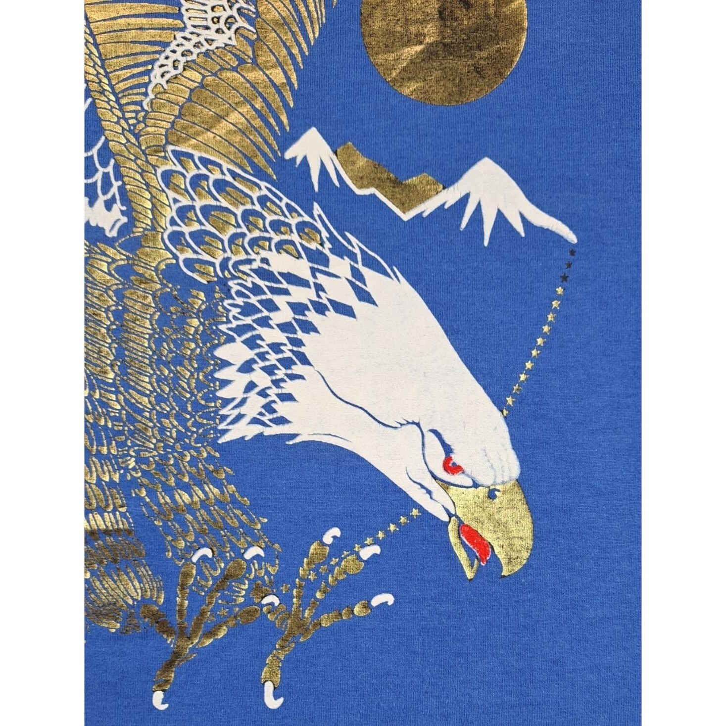 Vintage Las Vegas Screen Stars T Shirt Large Blue Gold Foil Eagle Robert Walton