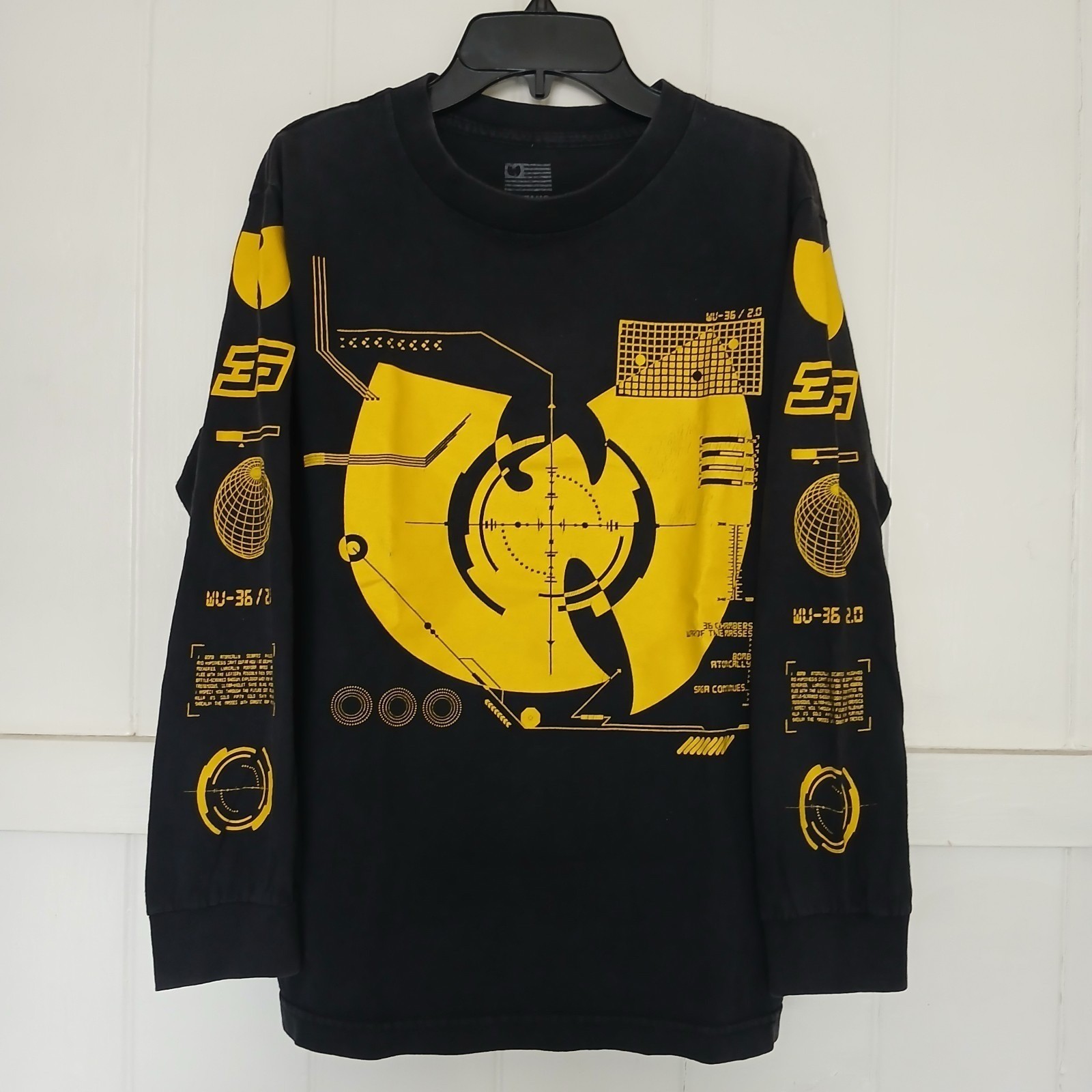 Vintage Wutang Brand Limited T-Shirt All Over Print Men’s Small Black Cotton LS