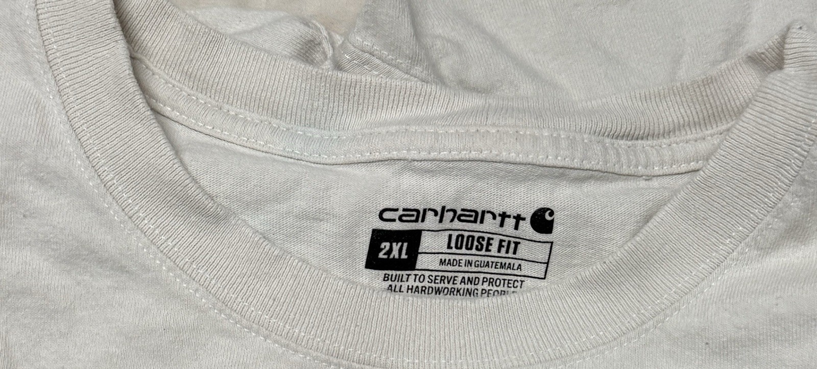 Carhartt White Solid Logo Pocket Crew Neck Long Sleeve T-Shirt, Men’s 2XL