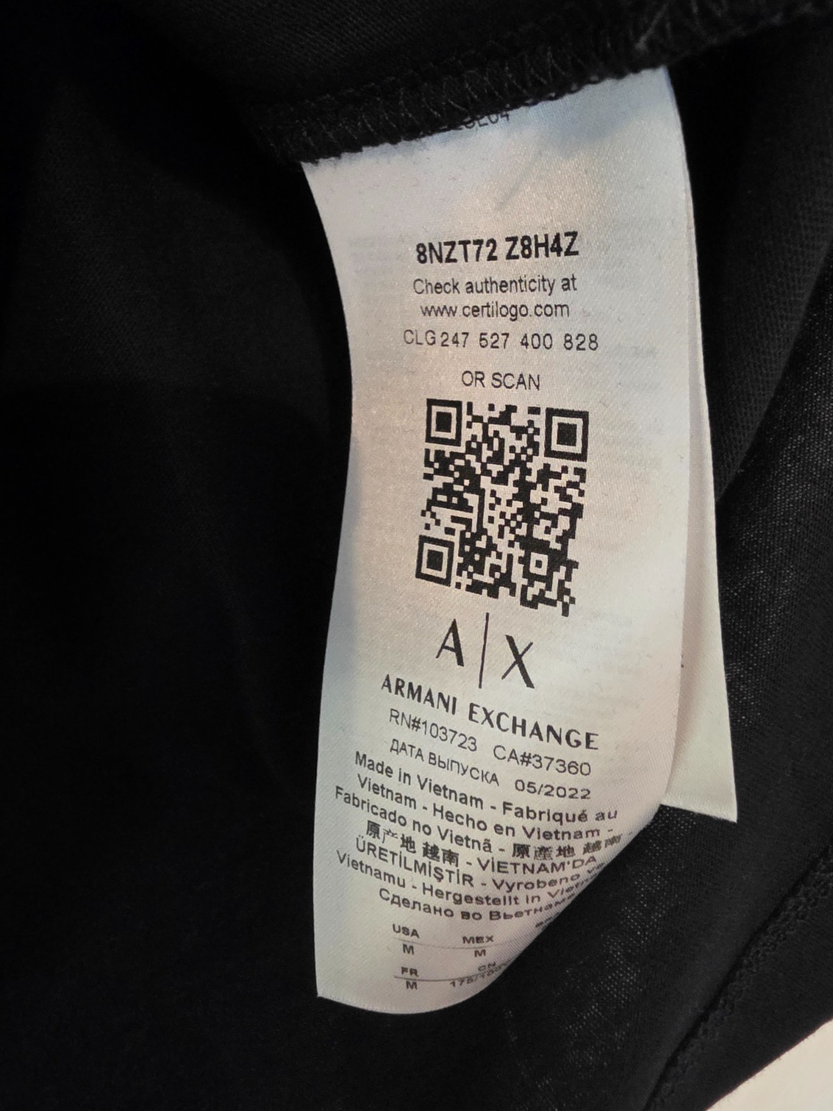 Armani Exchange Men`s Regular Fit T-shirt with Logo size M BLACK