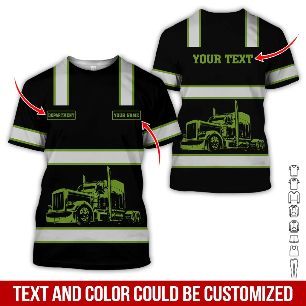 Custom Name and Department Olive Drab Truck Uniform 3D Shirts V526