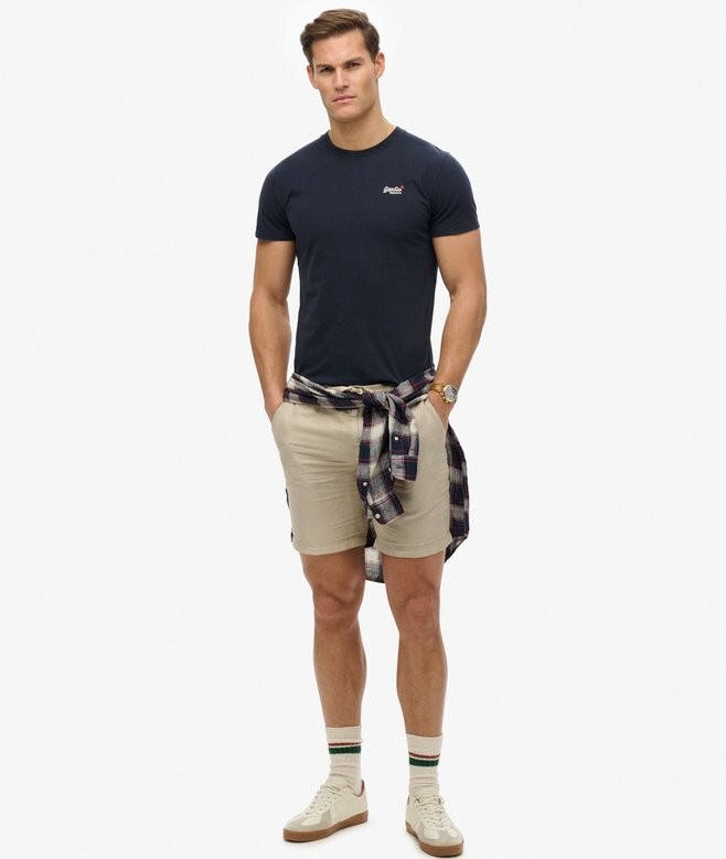 Superdry T Shirt Crew Neck Short Sleeve Contrast Emb Tee Black White Navy Blue
