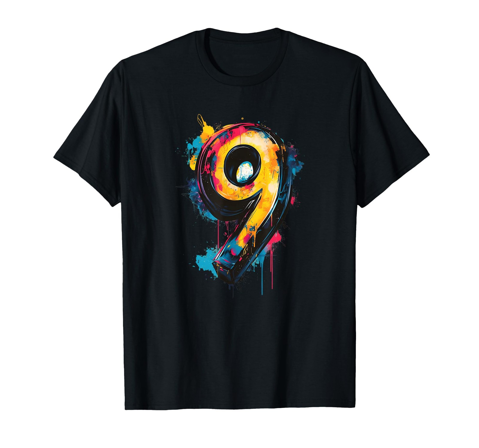 Number 9 9th Birthday Nine Year Old Boys Girls Graffiti T-Shirt