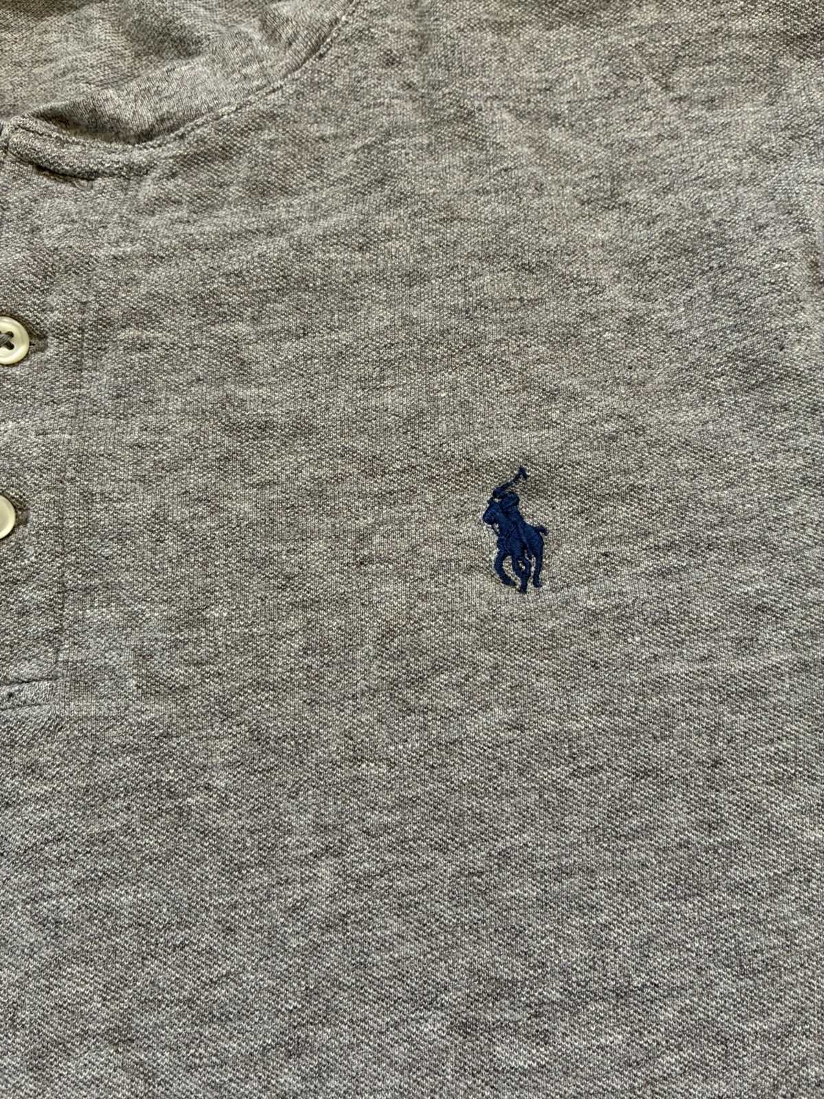 Polo Ralph Lauren Men’s Gray Mesh Solid Henley Long Sleeve Embroidered Logo L