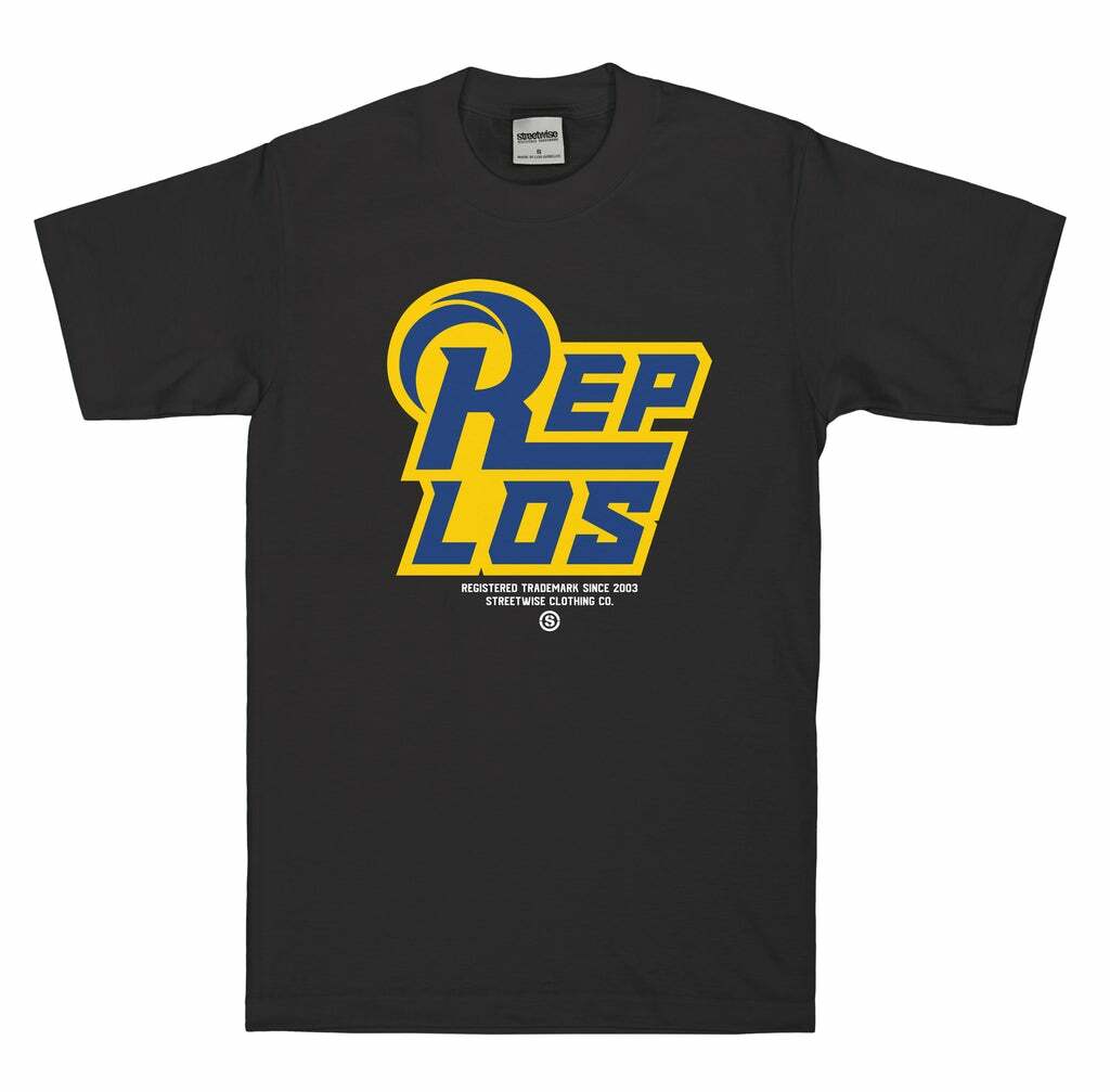STREETWISE Rep Los PT.2 T-Shirt (Black) Streetwear Adult Men’s Tee Black LA Rams