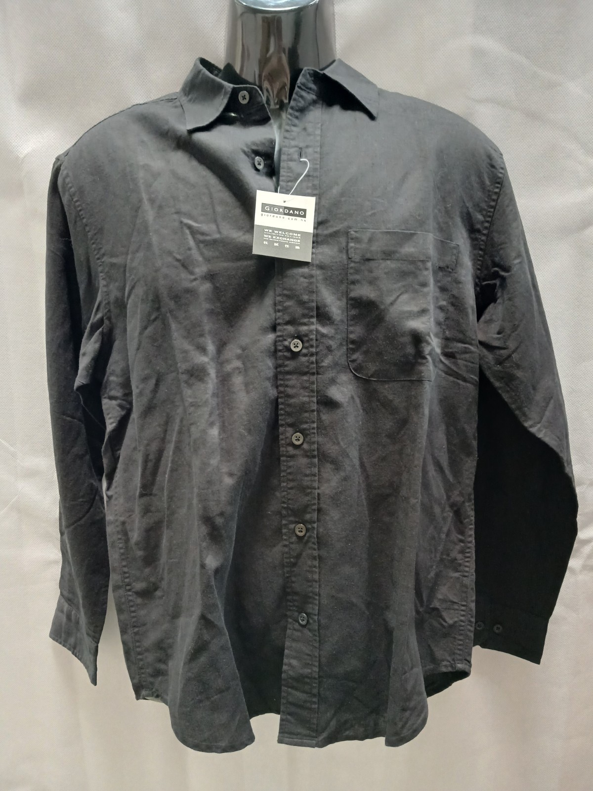 New Giordano Men’s Linen (55%) Cotton (45%) Roll-Up Shirt-M