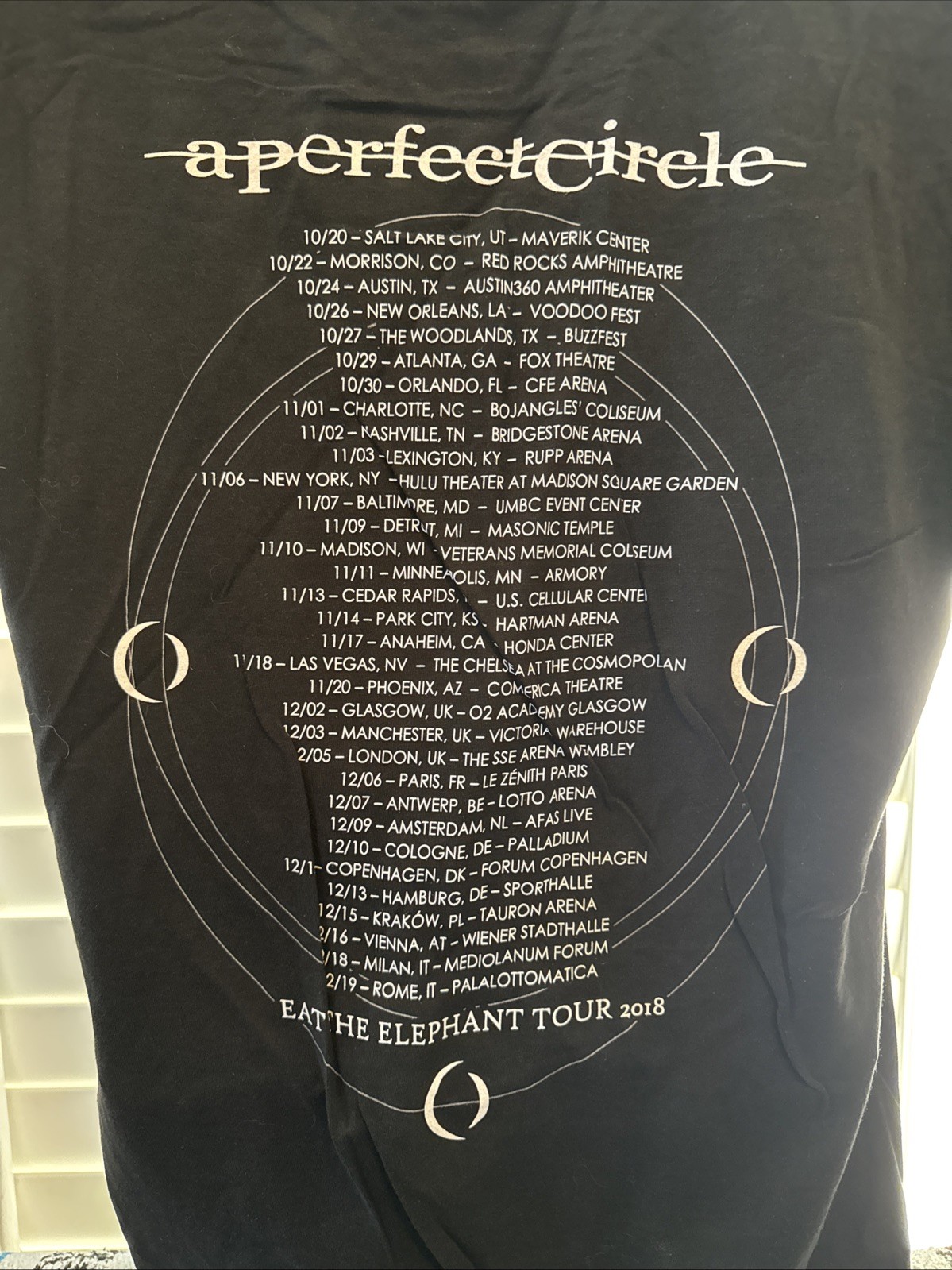 A Perfect Circle Eat The Elephant Large L Official 2018 Tour Shirt Tool New
