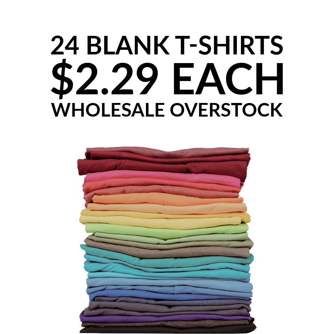 24 Blank T-Shirts Wholesale Bulk $2.29 Each Print Ready HTV DTF