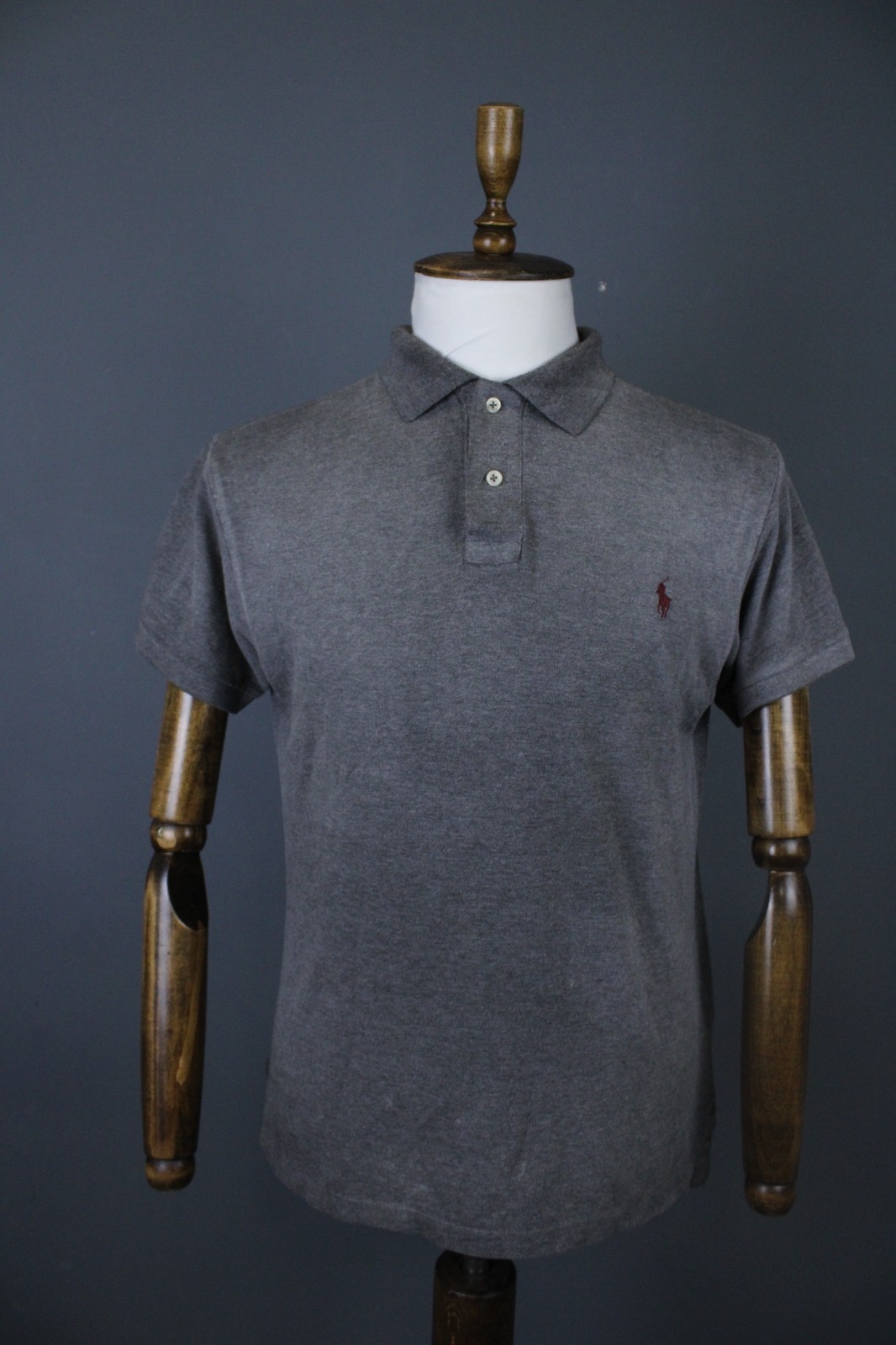 Polo Ralph Lauren Custom Fit Grey Solid Cotton Short Sleeve Polo Shirt Size L