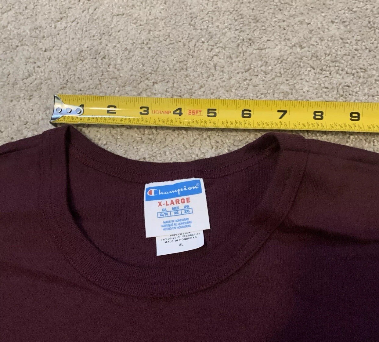 VTG Champion Maroon Plum HeavyWeight Cotton Lot Of T Shirt Large (12) & XL (12)
