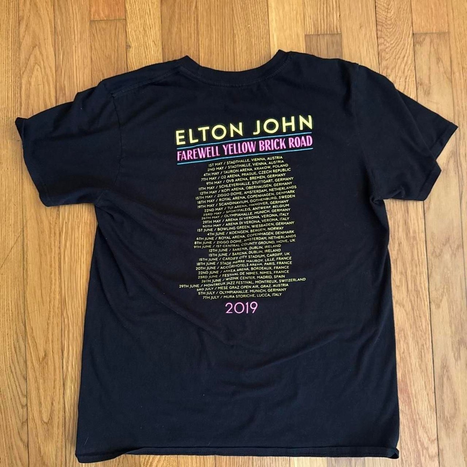 Elton John 2019 Farewell Yellow Brick Road Concert Dates Mens Black T-shirt M