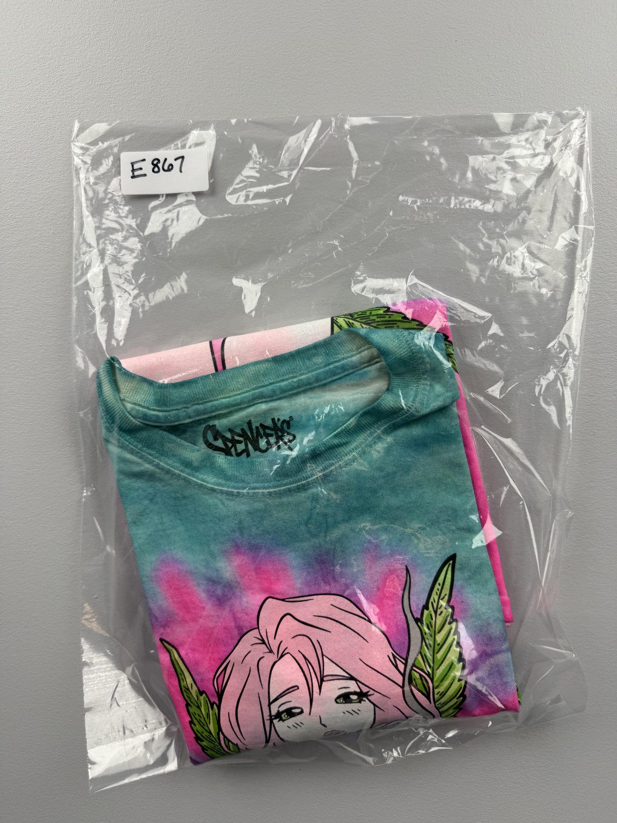 Spencer’s Shirt Mens Small Multicolor Anime Weed Girl Graphic Tee 420 Tie-Dye
