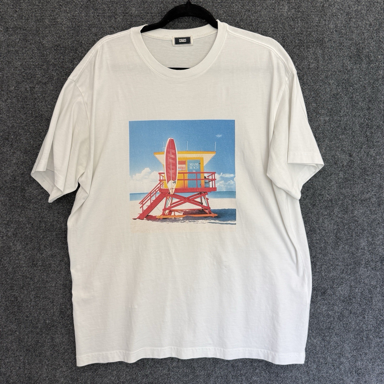 Kith Miami Beach Graphic T-Shirt White Photo Print Tee Mens Large