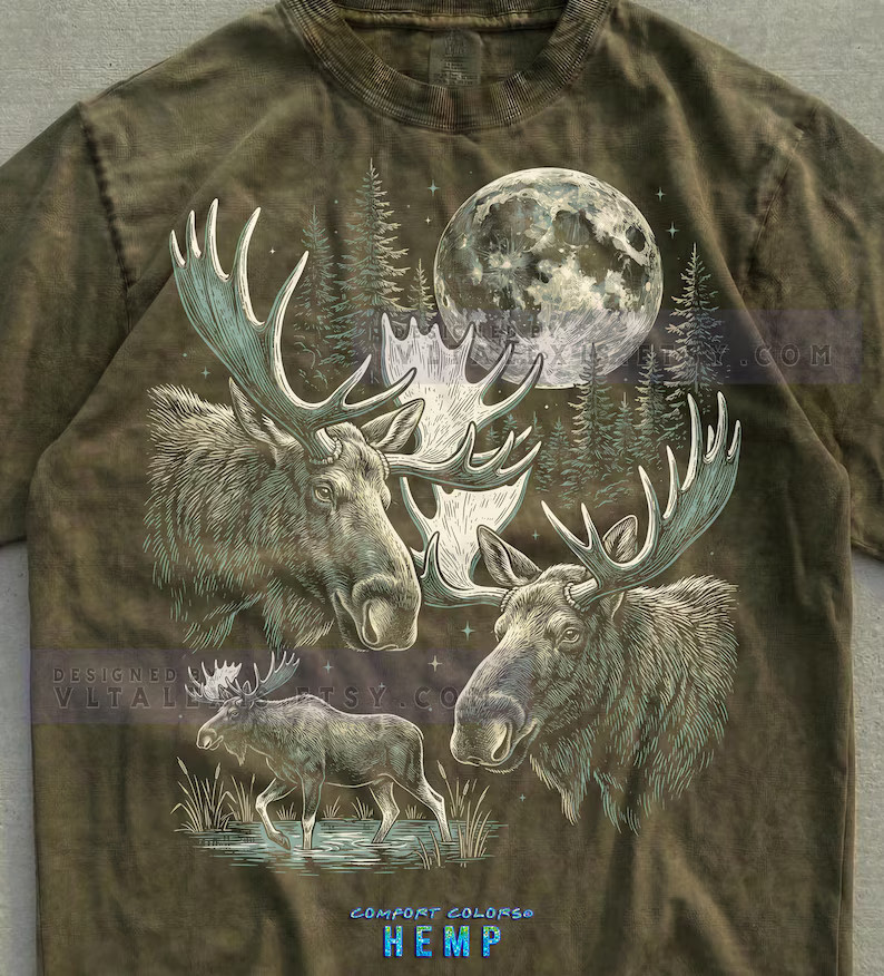 Moose Wildlife Nature Animal Lover Forest Outdoors Camping Comfort Tee