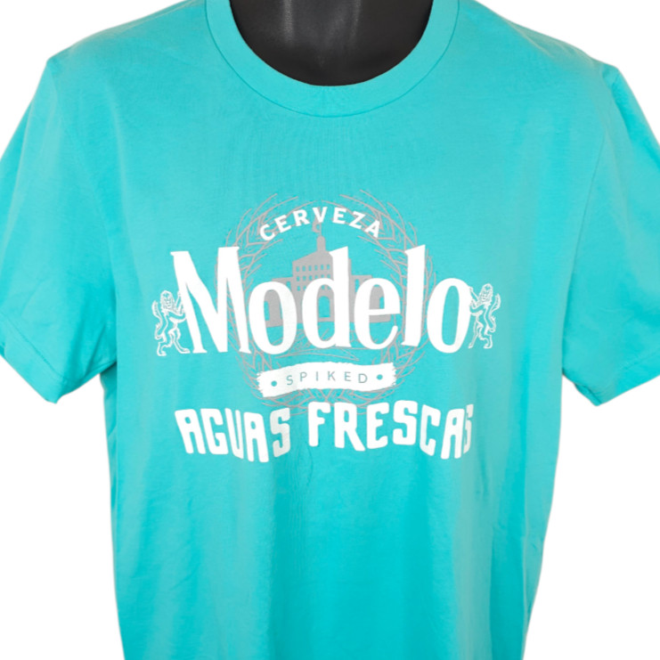 Modelo Spiked Aguas Frescas T Shirt Mens Size Large Blue Breweriana