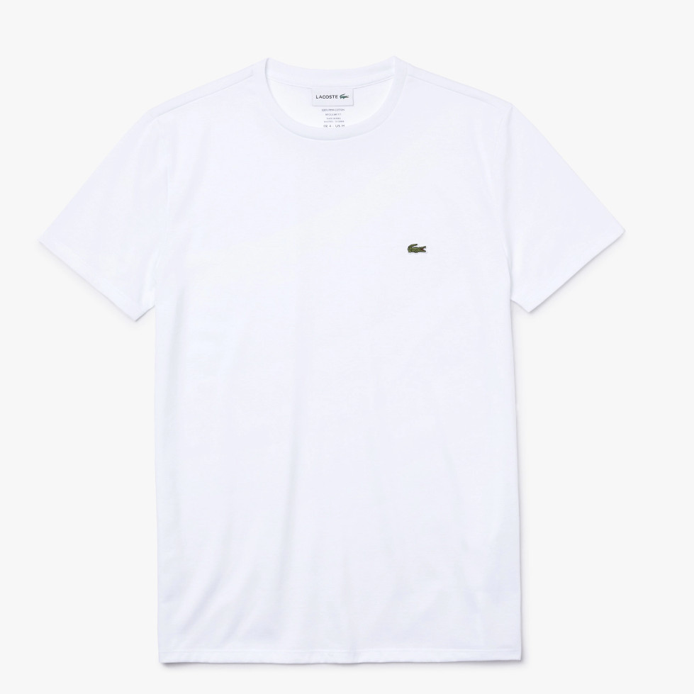 *NEW* Men Lacoste Crew Neck Pima Cotton Jersey T-shirts White (TH6709 001)