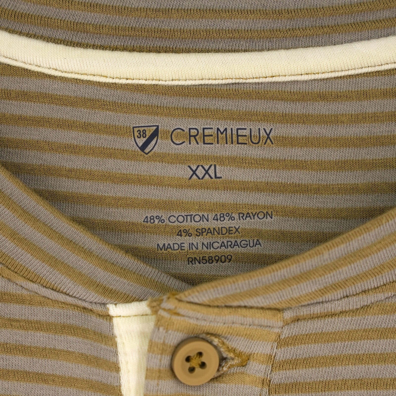 Cremieux Men’s Long-Sleeve Henley Shirt XXL Gold Gray Striped NWT $69.50