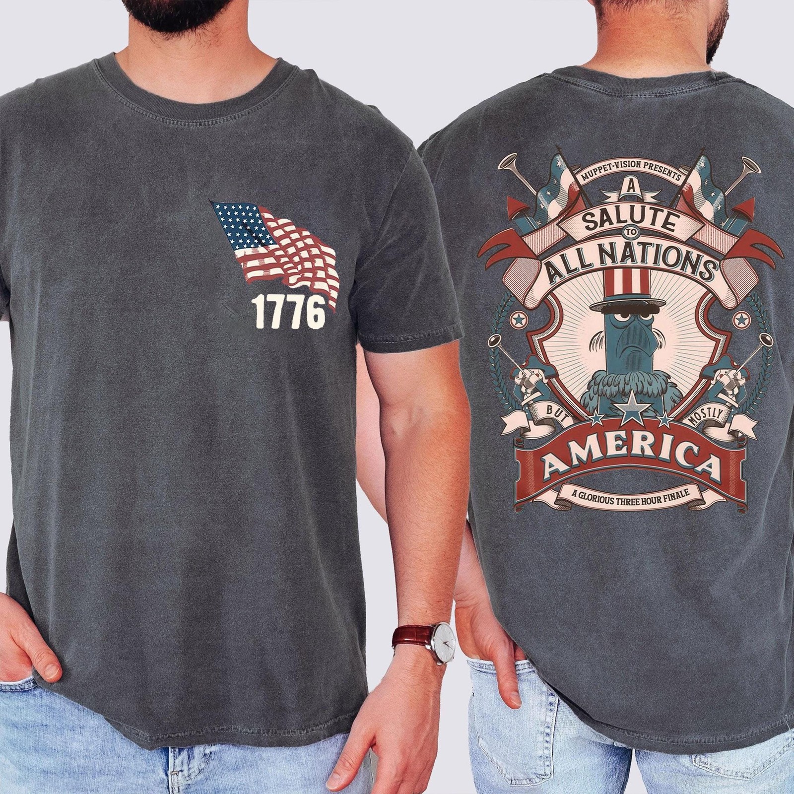 Patriotic Sam Eagle Muppets Shirt But Mostly America July 4th Disney