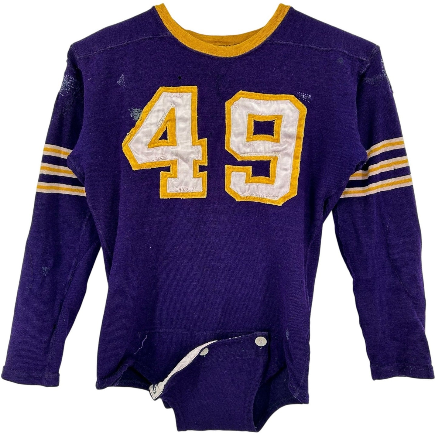 VTG 20s 30s Purple O’Shea Knitting Mills Wool Button Crotch Football Jersey 42
