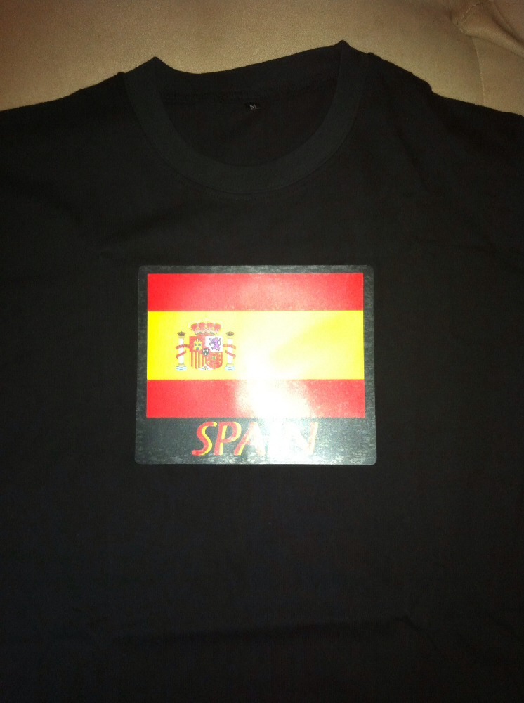 Spain LED Flag EQ Sound Activated Flashing LED Design T-Shirt All size in stock
