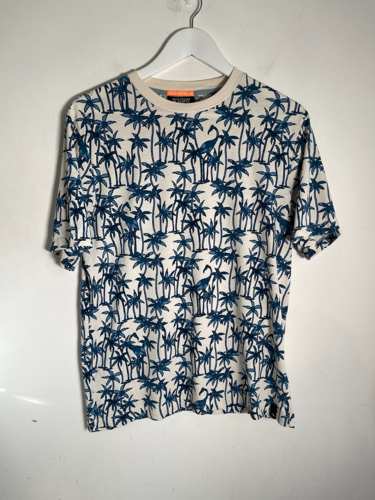 Scotch & Soda Men’s T-Shirt Size M Regular Fit palm print holiday summer