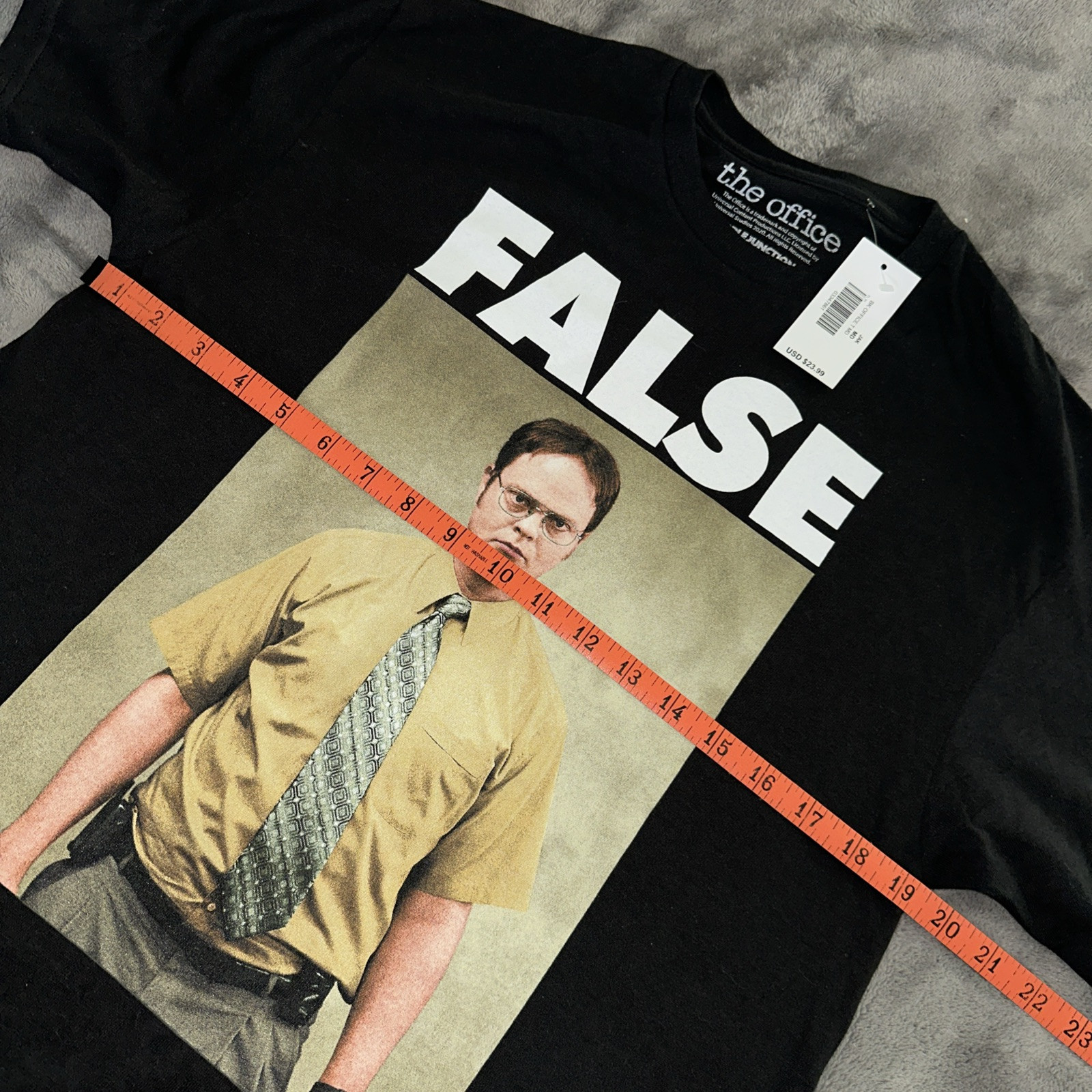 The Office “FALSE” Dwight Schrute Sz M Black Short Sleeve Ripple Junction NWT