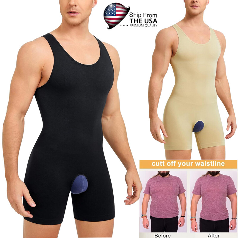 Fajas Colombianas Para Hombre Men Compression Full Body Shaper Workout Bodysuit