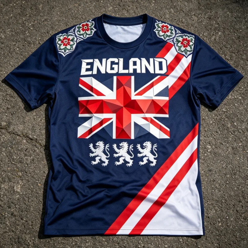Three Lions Football England Shirt Quick Dry Breathable Sport Graphic Tee Men