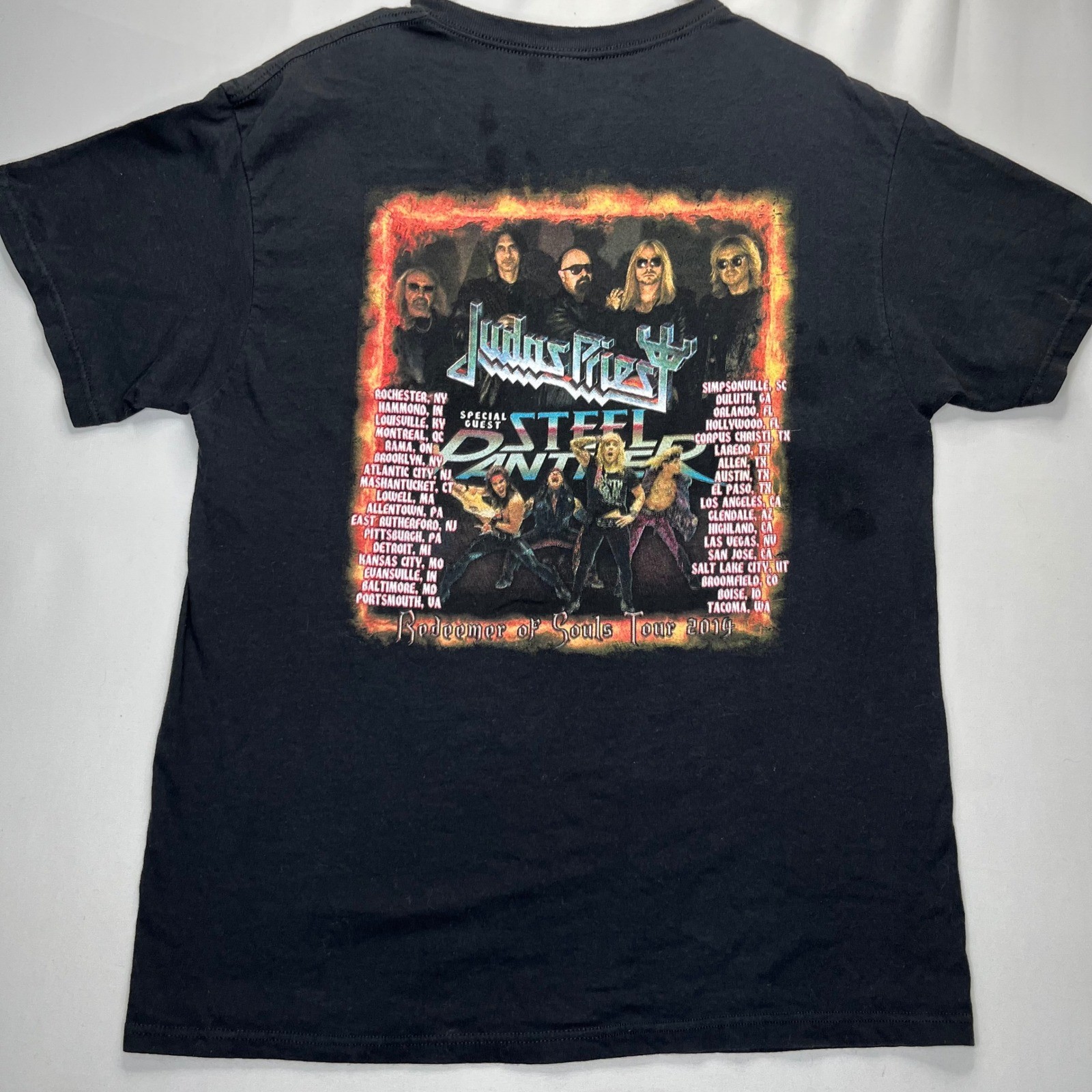 Judas Priest T Shirt Redeemer of Souls Tour 2014 Mens L Black Cotton Emo Grunge