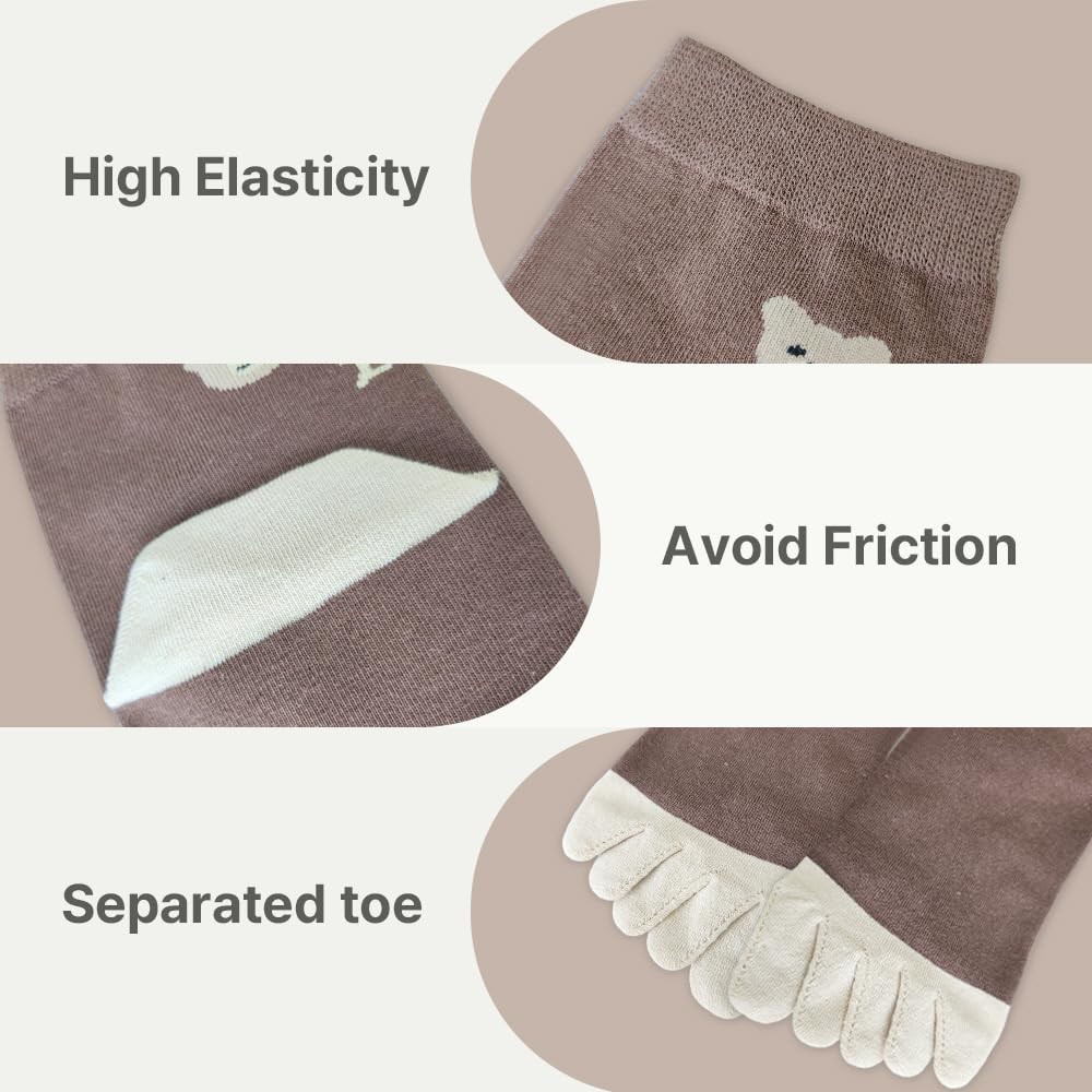 Womens Girls Toe Socks Five Fingers Cute Colorful Ankle Athletic Running Toe …