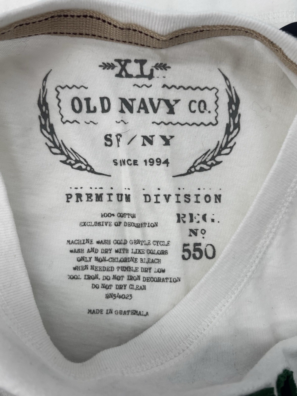 Old Navy Men’s Graphic Logo Crewneck Short Sleeve T-Shirt XL White Green Black