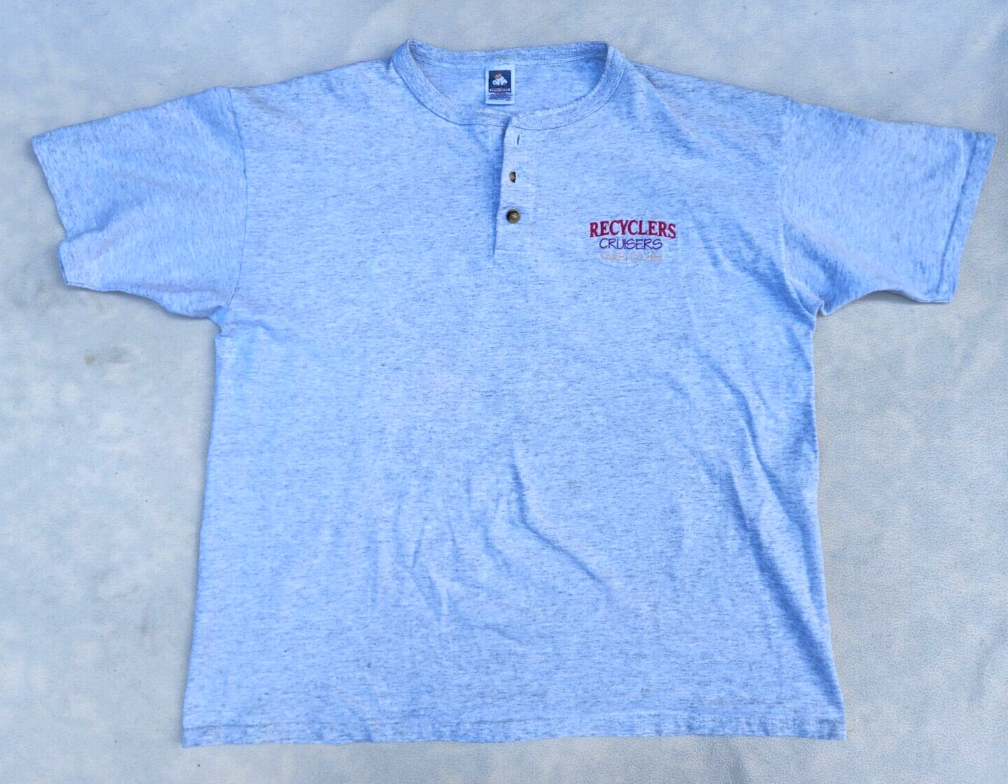 Cotton Deluxe Recyclers Cruisers Car Club Hot Rods Gray Henley Tshirt Size 2XL