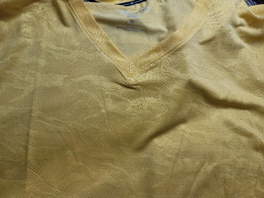 Kenneth Cole Active Short Sleeve V Neck Shirt Size 3XL Solar Flare Yellow NWT
