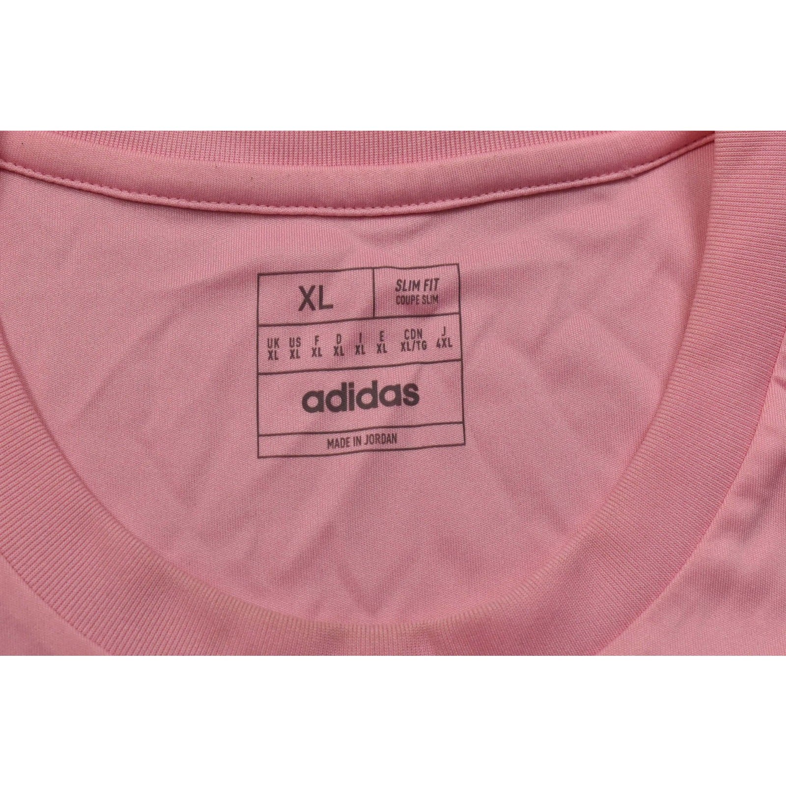 Adidas XL Slim Fit Pink Short Sleeve Training Jersey Tee Shirt 100% Recycled Pol