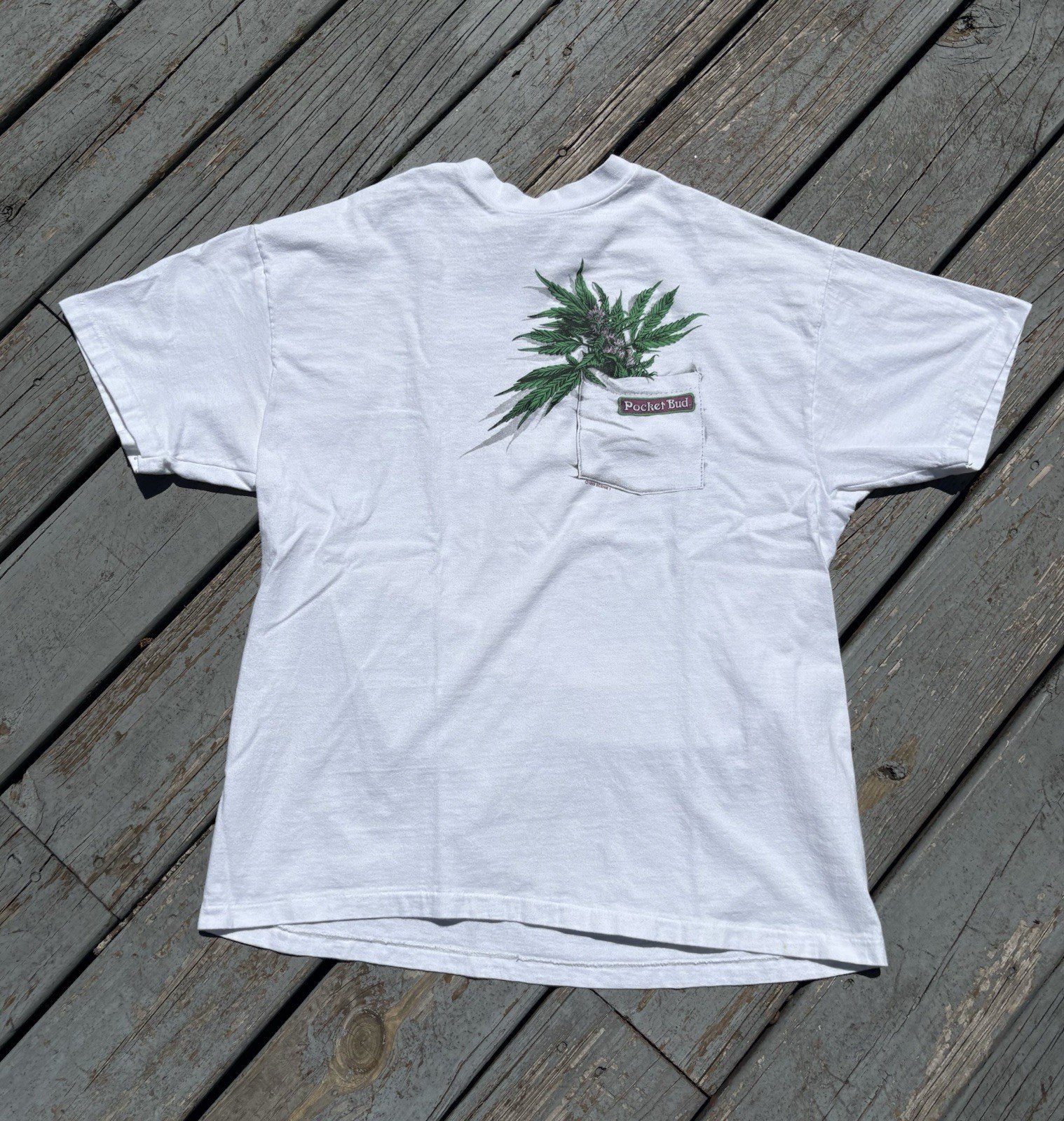 Vintage Pocket Bud Weed Marijuana 90s Tee Shirt Mens Medium Hanes