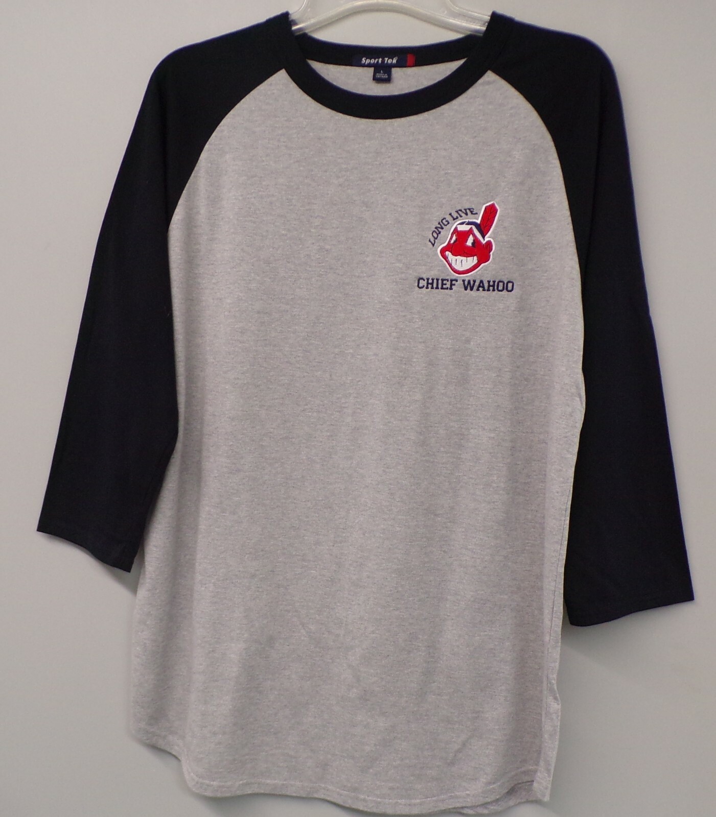 Cleveland Indians Long Live Chief Wahoo Colorblock Raglan Jersey T-Shirt XS-6XL