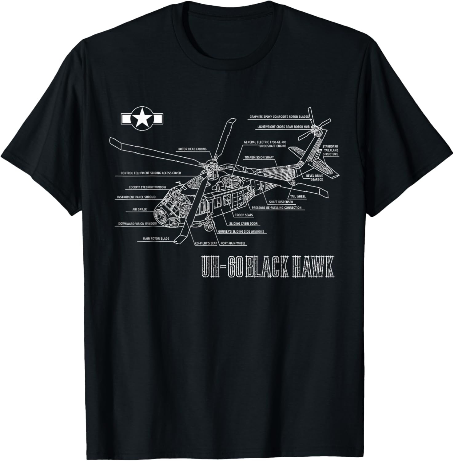 American Military Aircraft UH 60 Black Hawk Helicopter Gift Unisex T-Shirt