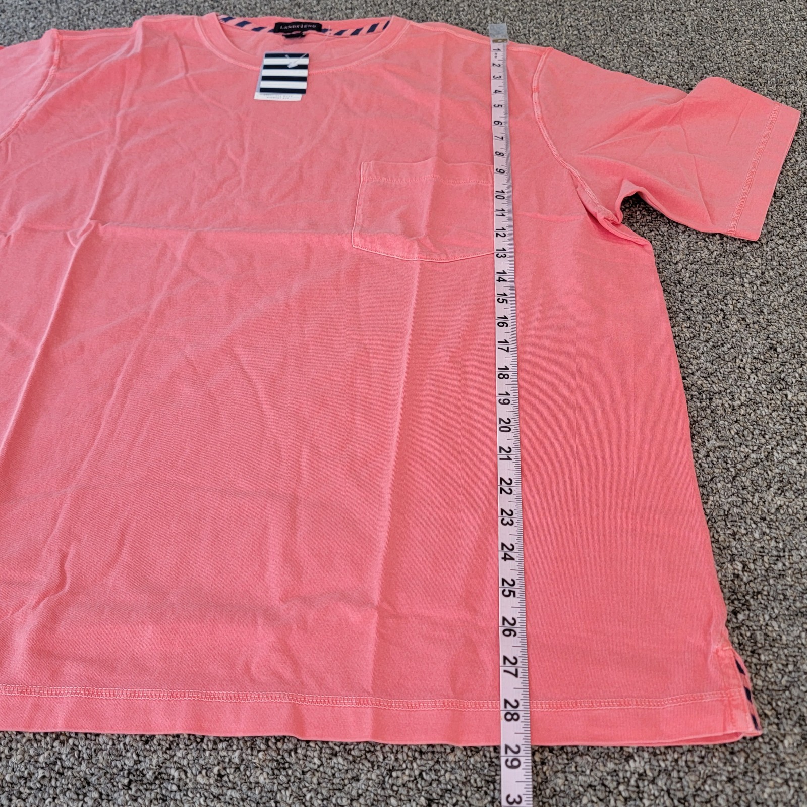 Land’s End Men’s XL 46-48 Deep Coral Sea Wash Pocket T-Shirt New With Tags