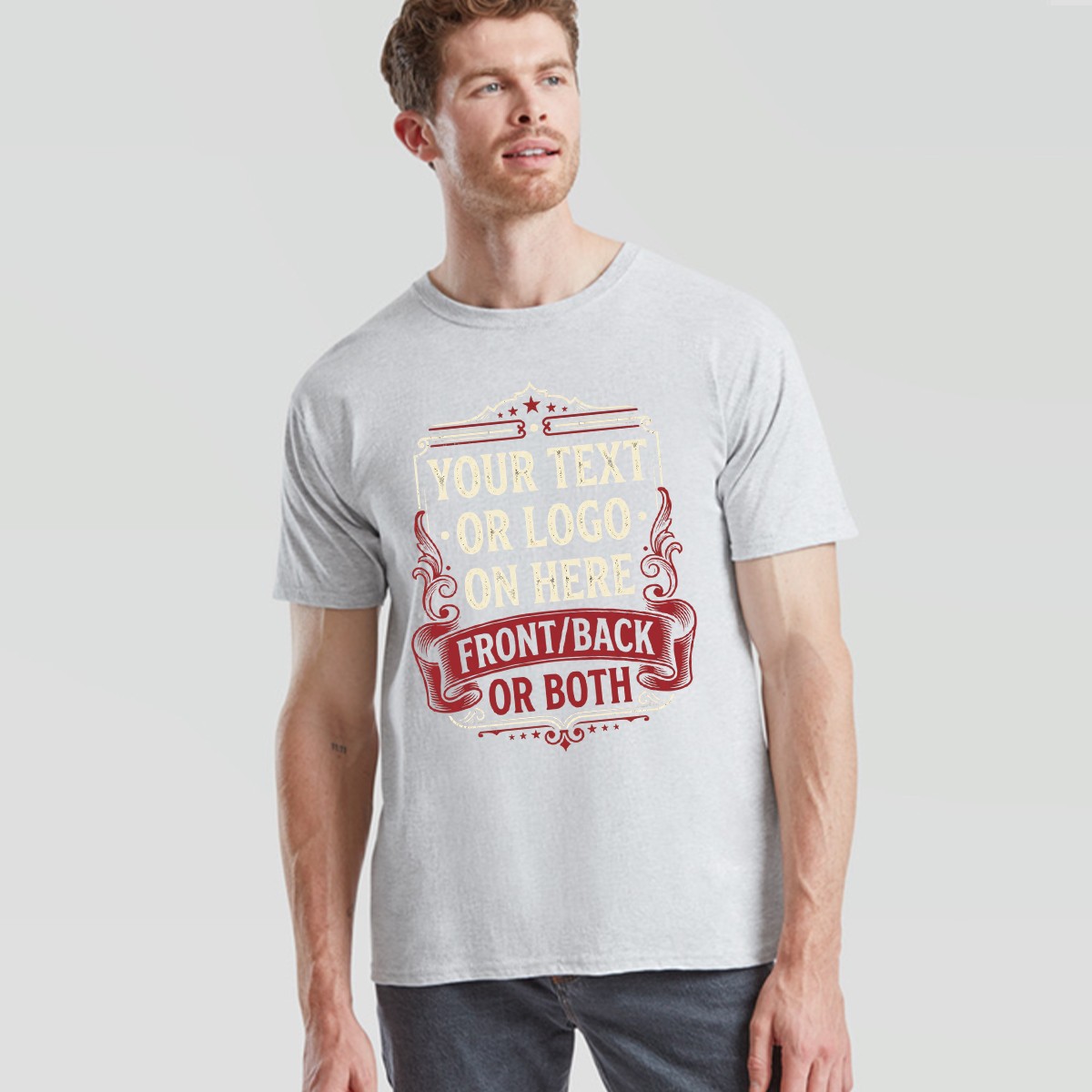 Personalised Unisex T Shirt Custom Printed Logo Text Front And Back Tee