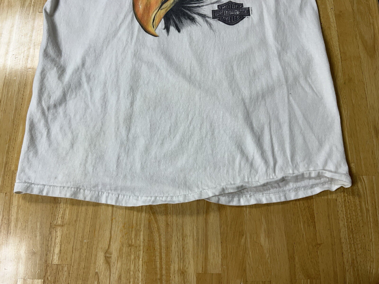 VTG 1998 Harley Davidson Eagle Face Eye Bakersfield, CA Sz XXL White T-Shirt See