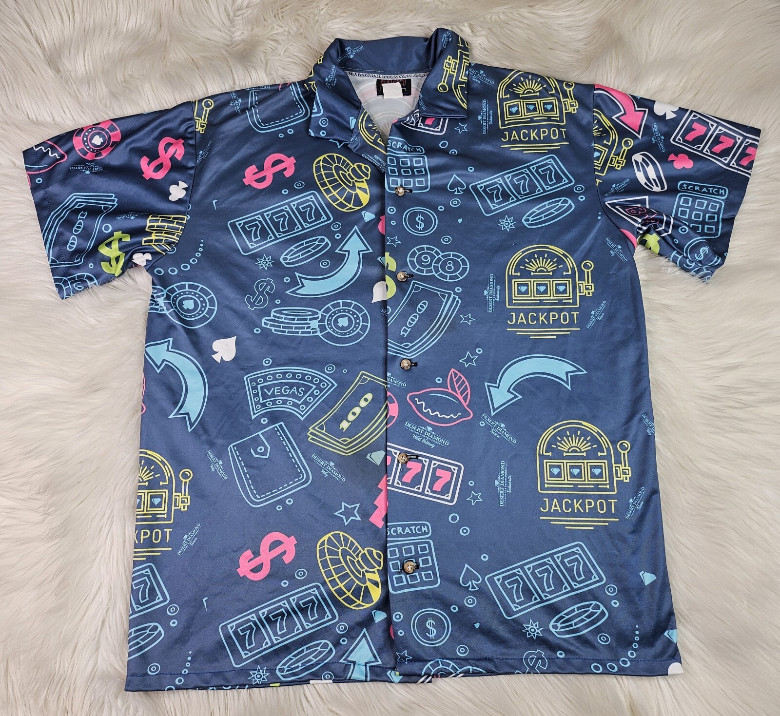 Krazy Shirt Scratcher Gambling Lottery All Over Button Up (L)