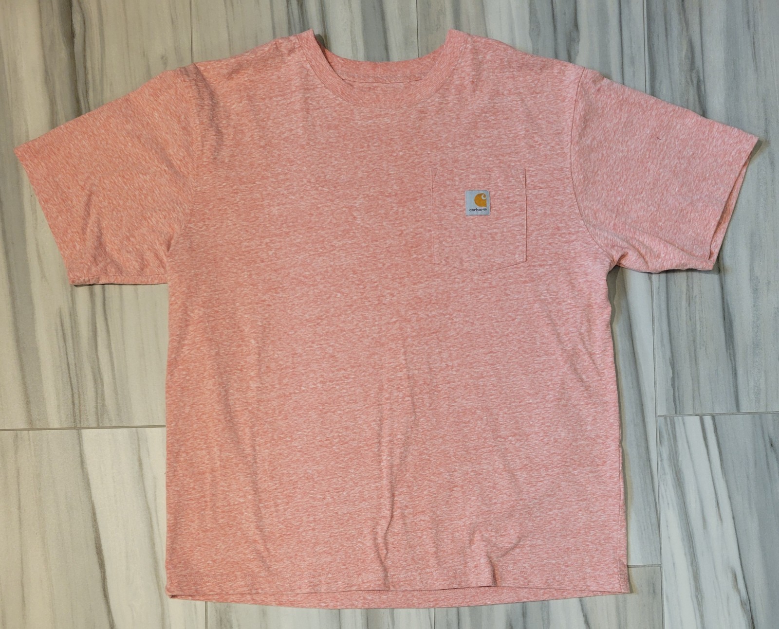 L Carhartt Original Fit K87 O15 Harvest Orange Snow Heather Pocket T-Shirt