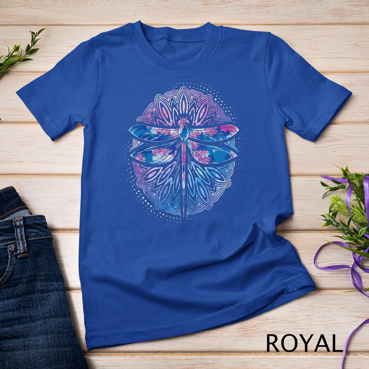 Dragonfly Yoga Meditation Prana Sacred Geometry Mandala T-Shirt Unisex T-shirt