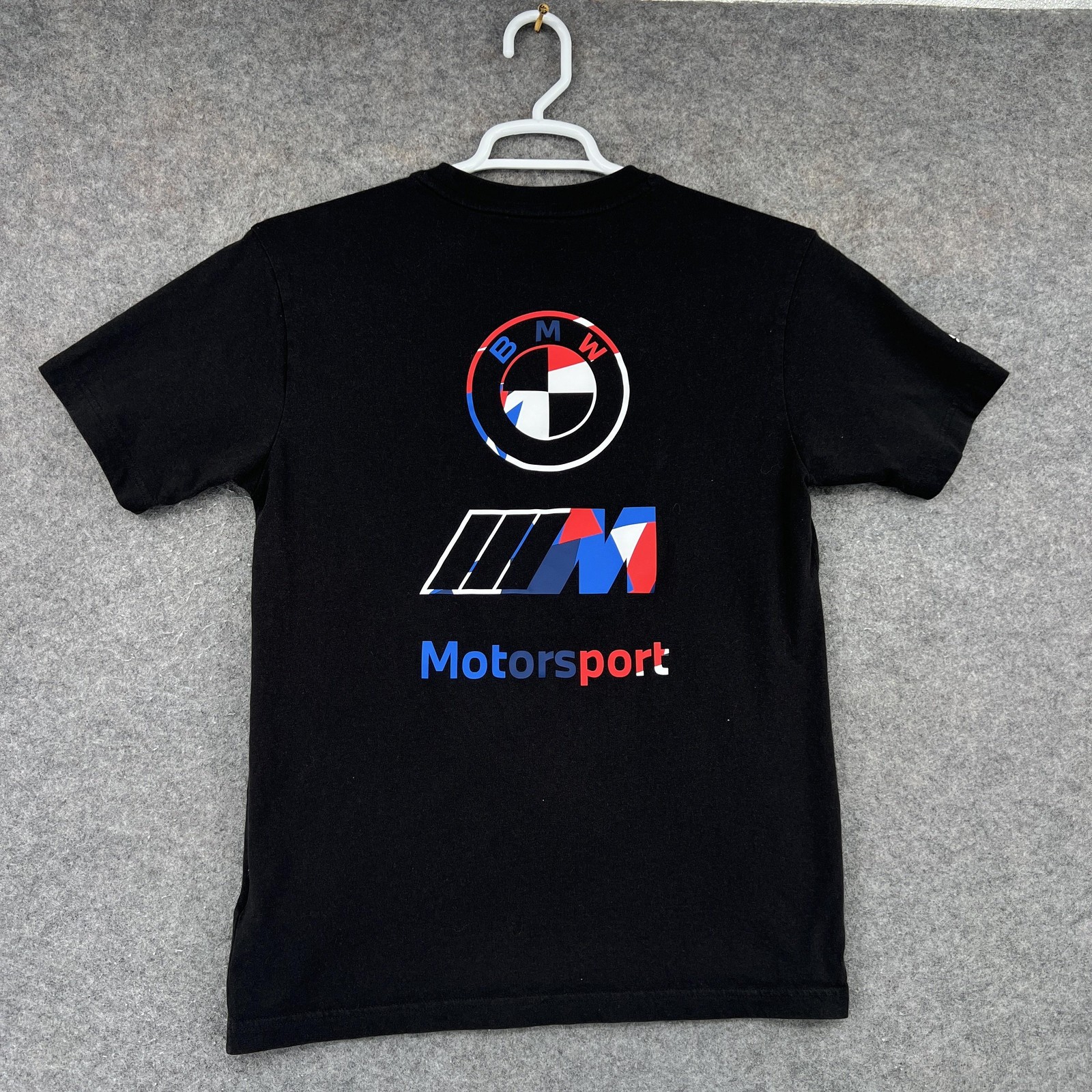 PUMA BMW Shirt Mens Small Black Short Sleeve Crew Neck Motorsport Graphic Print