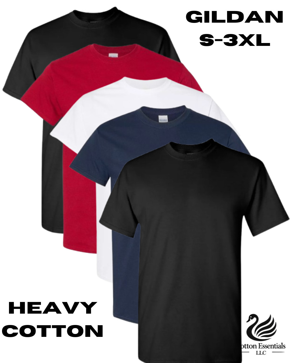 Gildan (5-pack) Bulk Solid Heavy Cotton Short Sleeve Blank Men T-Shirt S-3XL