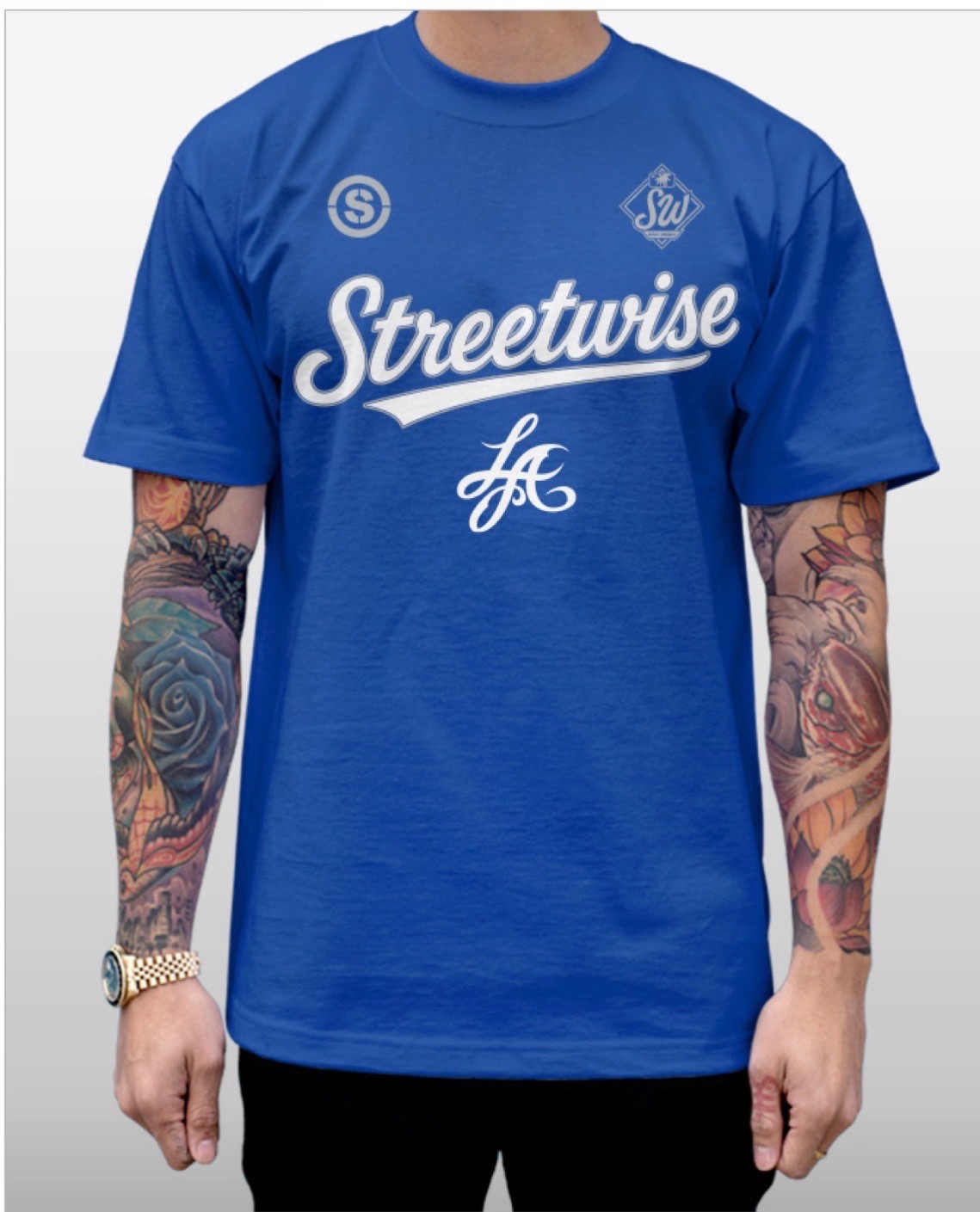 streetwise On The Field Graphic T-Shirt Black & Royal M-5XL
