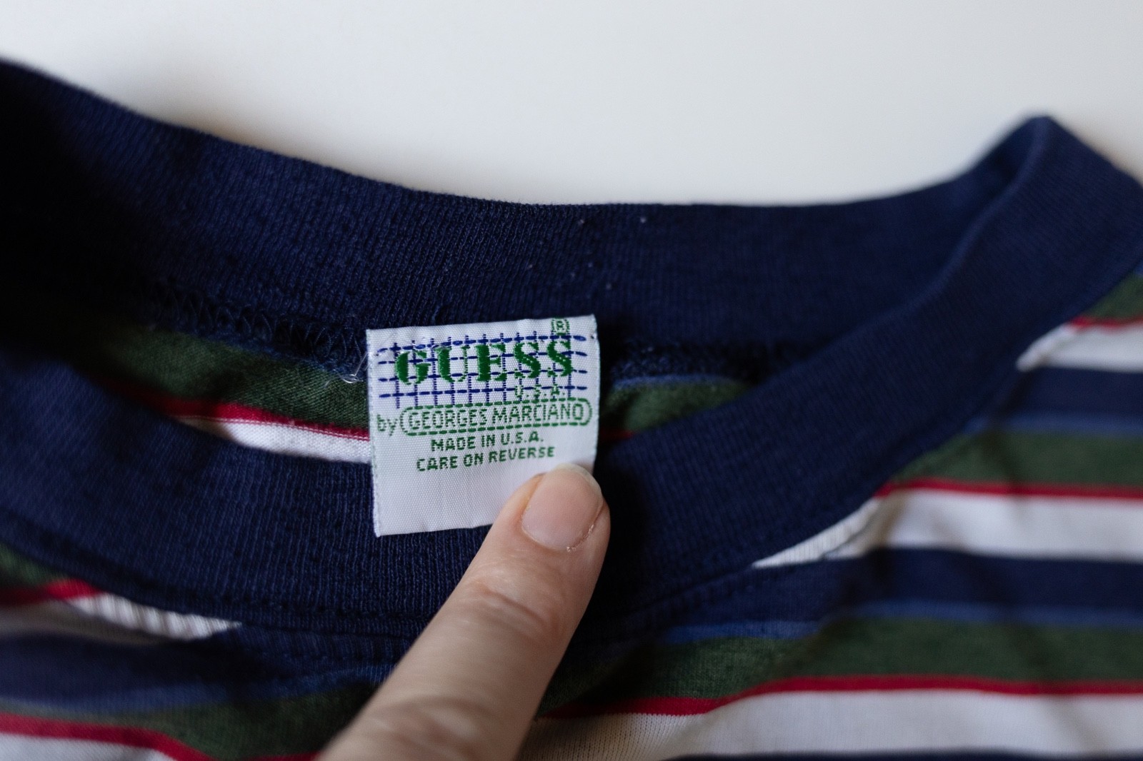 Guess Jeans 80s/90s Vintage Crewneck Stripe EUC Single Stitch Cotton Size XLarge